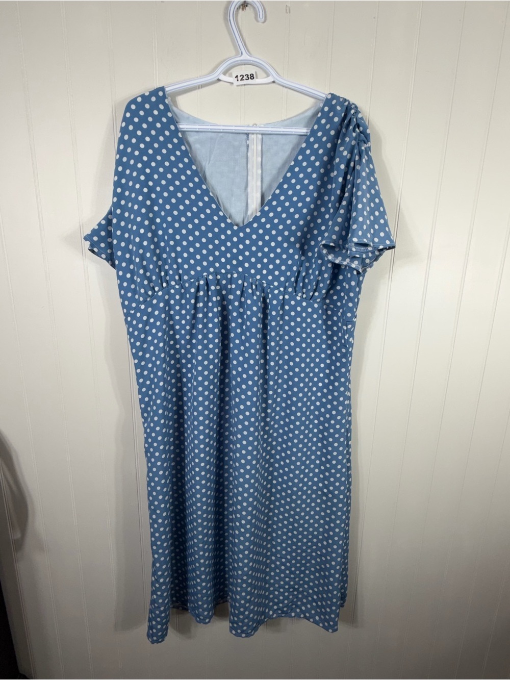 Blue Polka Dot Babydoll Midi Dress -Timeless Classic Chic